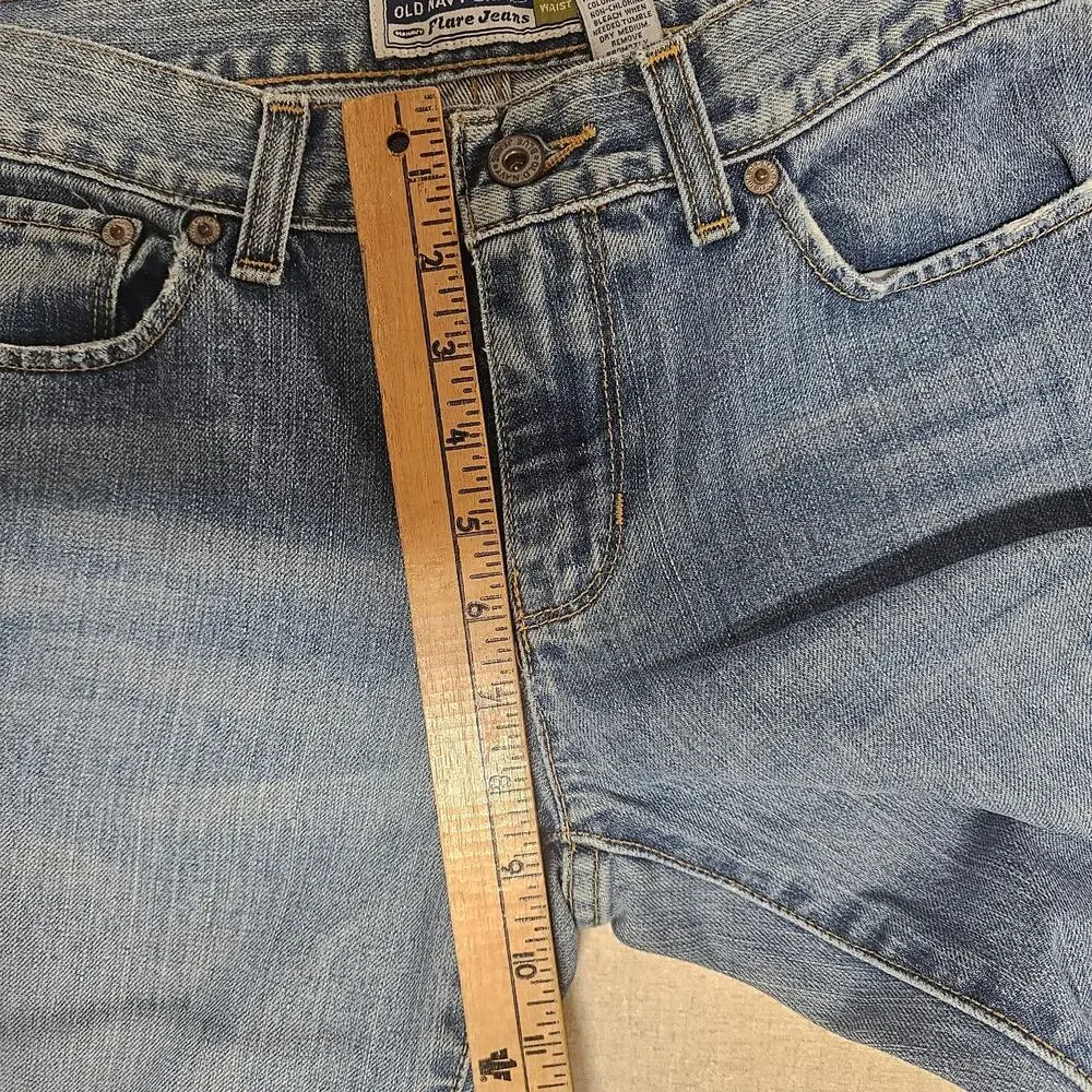 Old Navy Denim Low Waist Flare Jeans Medium Wash 100% Cotton Blue Women's Size 6